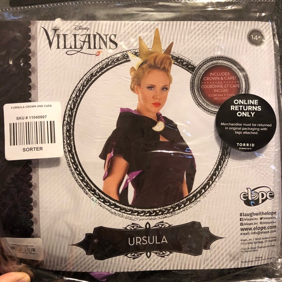torrid Accessories - Torrid Disney Villains Ursula Cape & Crown Costume